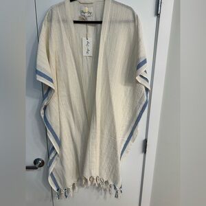 RAYS FOR DAYS Cream and Blue Striped Coverup